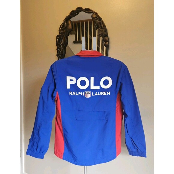 Polo Ralph Lauren Colorblock Packable Logo Windbreaker Track Jacket Mens S Flag - Picture 1 of 8